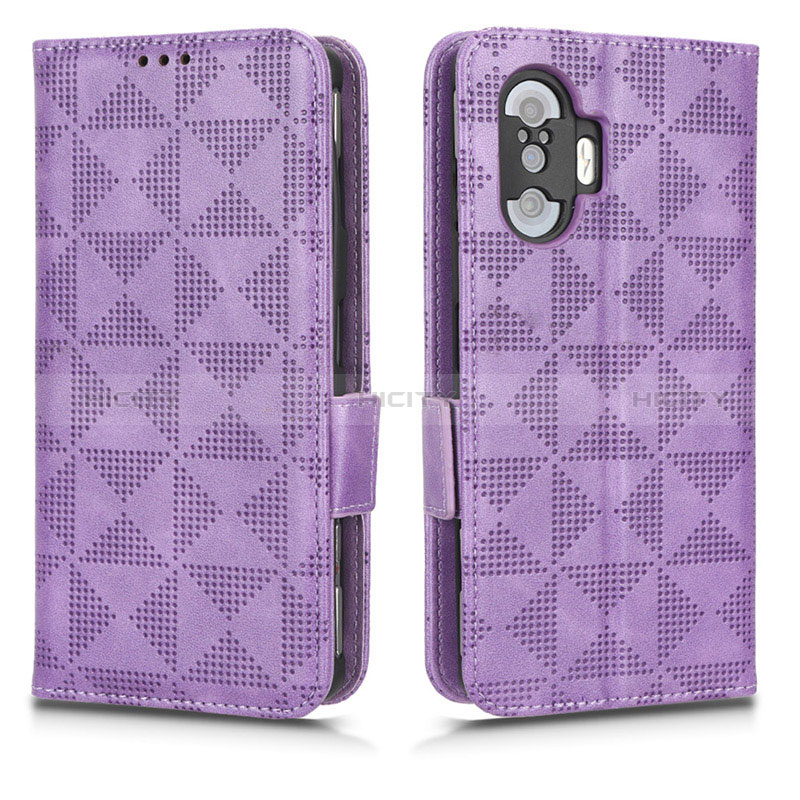 Funda de Cuero Cartera con Soporte Carcasa C02X para Xiaomi Poco F3 GT 5G Morado