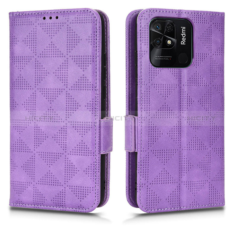 Funda de Cuero Cartera con Soporte Carcasa C02X para Xiaomi Redmi 10 Power Morado