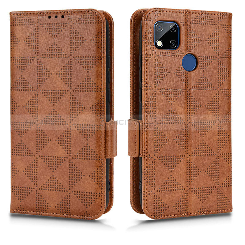 Funda de Cuero Cartera con Soporte Carcasa C02X para Xiaomi Redmi 9C Marron