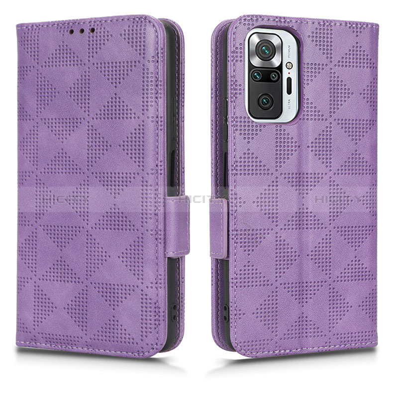 Funda de Cuero Cartera con Soporte Carcasa C02X para Xiaomi Redmi Note 10 Pro 4G Morado