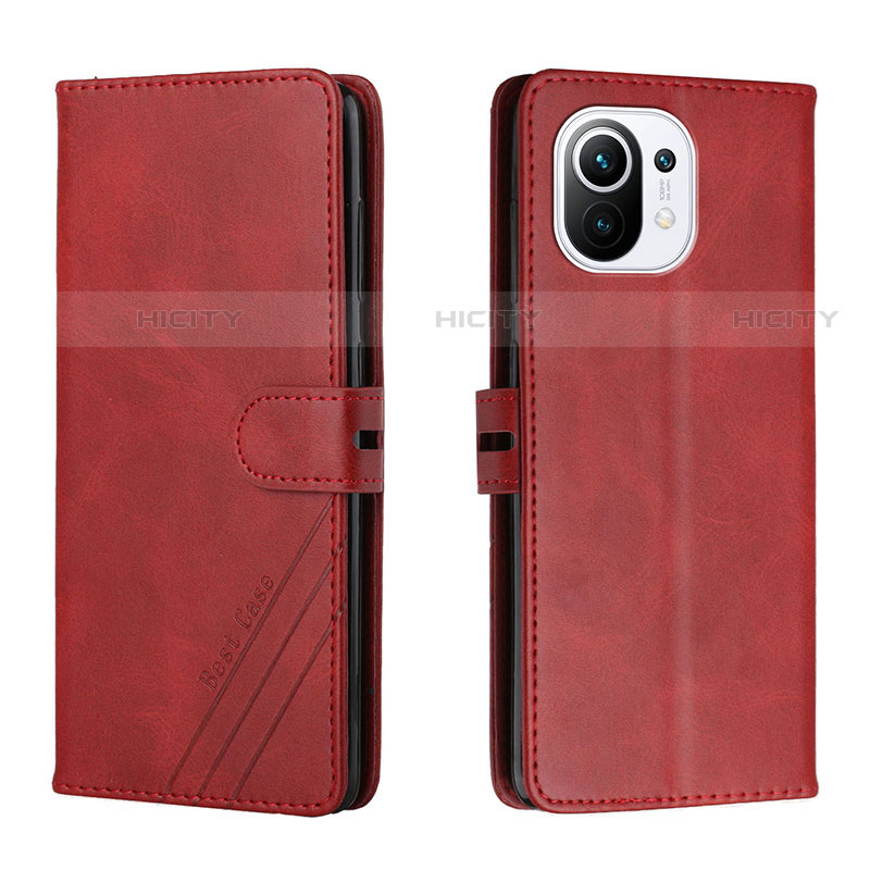 Funda de Cuero Cartera con Soporte Carcasa C03 para Xiaomi Mi 11 5G Rojo