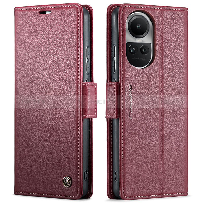 Funda de Cuero Cartera con Soporte Carcasa C03S para Oppo Reno10 5G Rojo Rosa