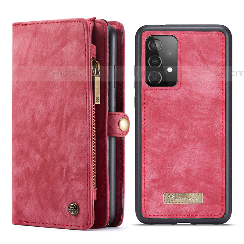 Funda de Cuero Cartera con Soporte Carcasa C03S para Samsung Galaxy A52 4G Rojo