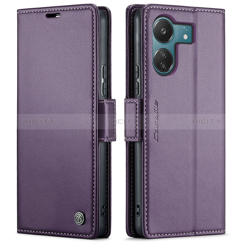 Funda de Cuero Cartera con Soporte Carcasa C03S para Xiaomi Poco C65 Morado