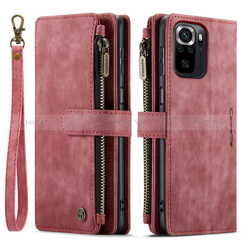 Funda de Cuero Cartera con Soporte Carcasa C03S para Xiaomi Poco M5S Rojo