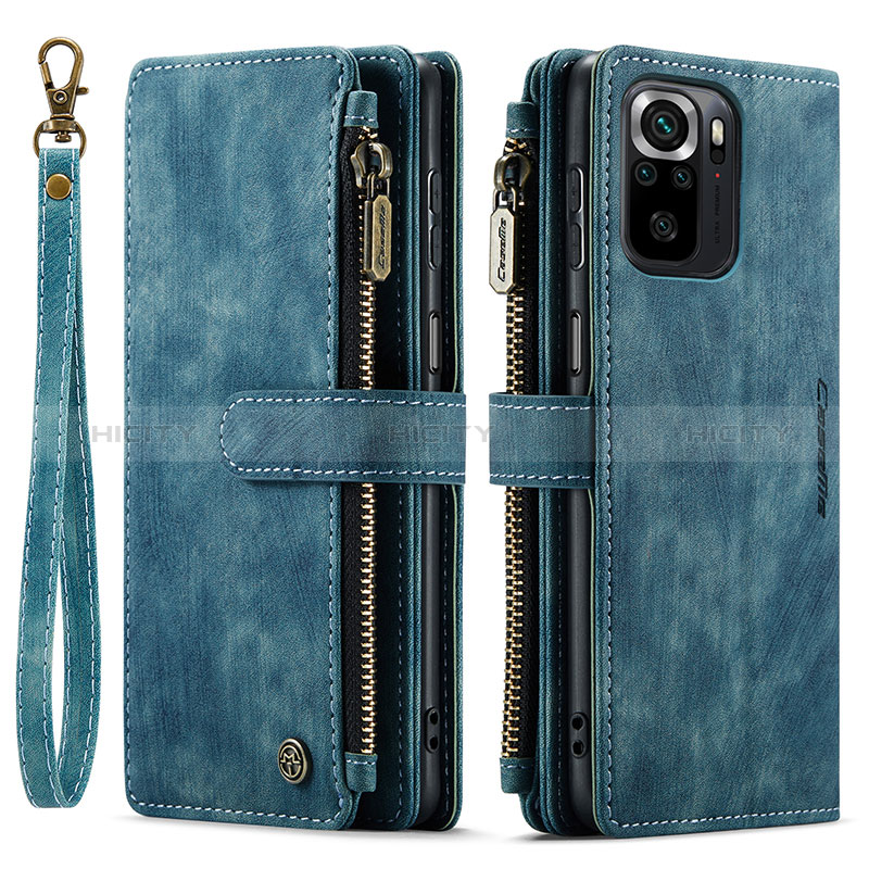 Funda de Cuero Cartera con Soporte Carcasa C03S para Xiaomi Redmi Note 10 4G Azul