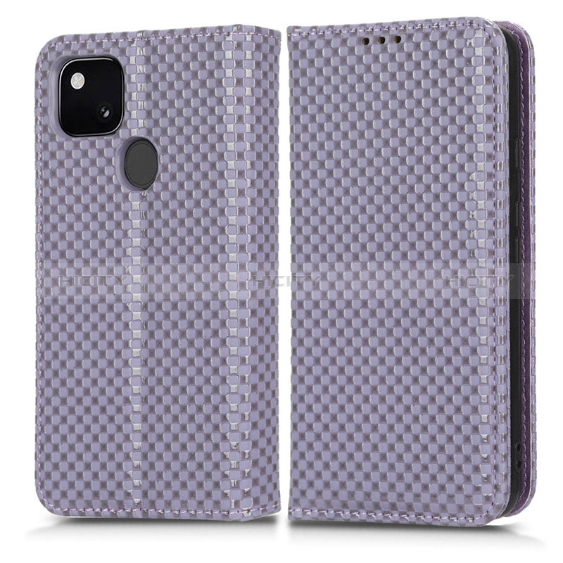 Funda de Cuero Cartera con Soporte Carcasa C03X para Google Pixel 4a Morado