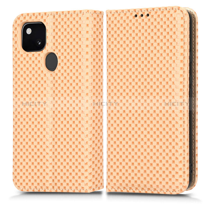 Funda de Cuero Cartera con Soporte Carcasa C03X para Google Pixel 4a Oro