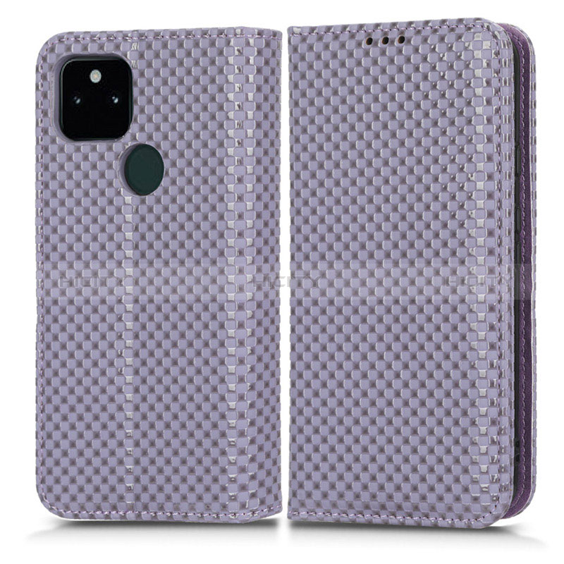 Funda de Cuero Cartera con Soporte Carcasa C03X para Google Pixel 5a 5G Morado