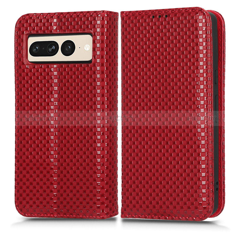 Funda de Cuero Cartera con Soporte Carcasa C03X para Google Pixel 7 Pro 5G Rojo