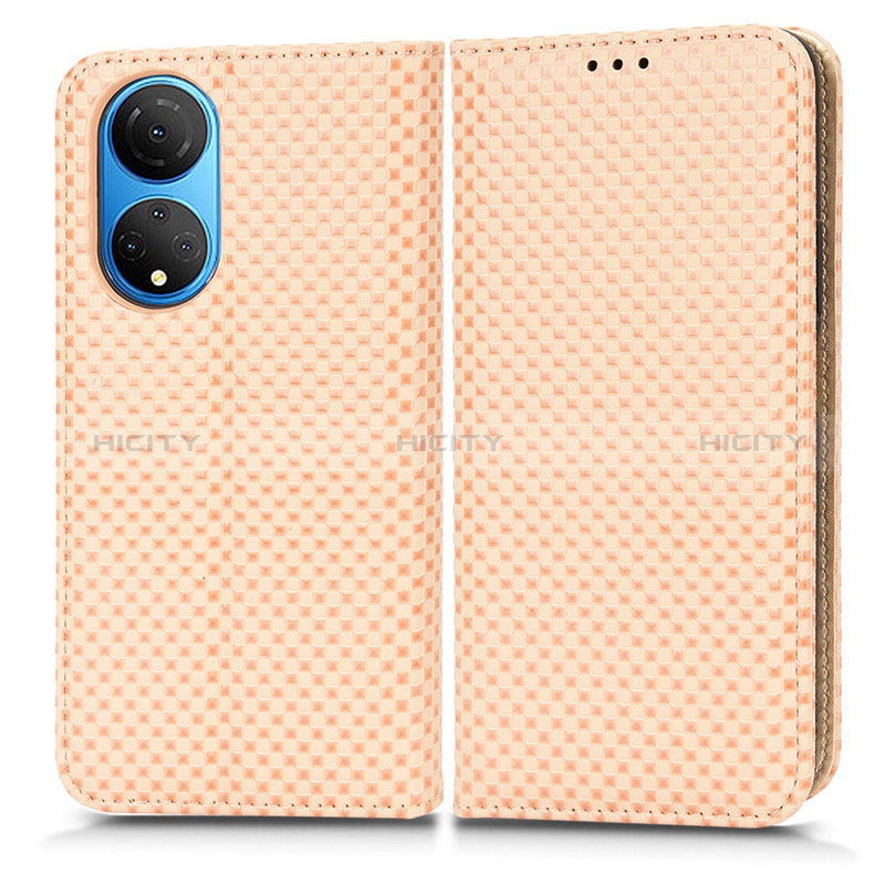 Funda de Cuero Cartera con Soporte Carcasa C03X para Huawei Honor X7 Oro