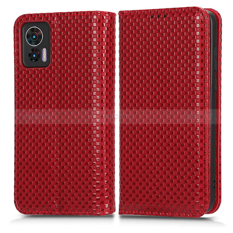 Funda de Cuero Cartera con Soporte Carcasa C03X para Motorola Moto Edge 30 Neo 5G Rojo