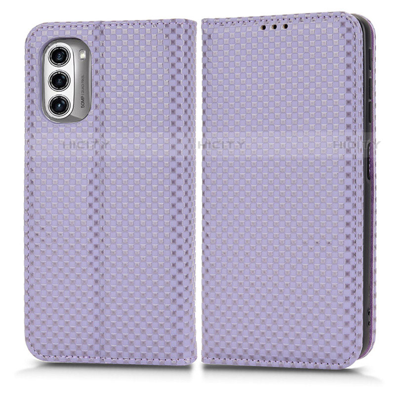 Funda de Cuero Cartera con Soporte Carcasa C03X para Motorola Moto G52j 5G Morado