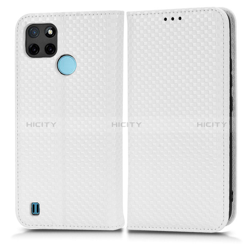 Funda de Cuero Cartera con Soporte Carcasa C03X para Realme C25Y Blanco