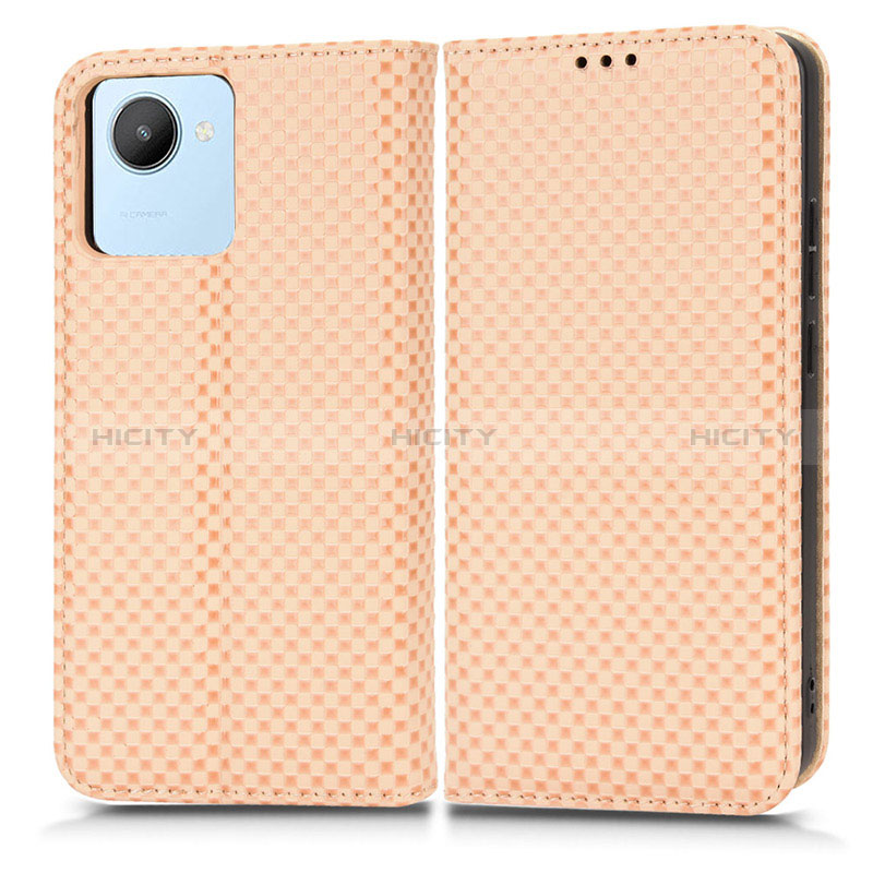 Funda de Cuero Cartera con Soporte Carcasa C03X para Realme C30 Oro