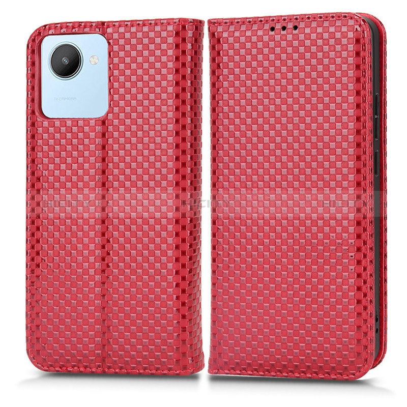 Funda de Cuero Cartera con Soporte Carcasa C03X para Realme Narzo 50i Prime Rojo