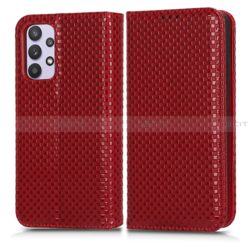 Funda de Cuero Cartera con Soporte Carcasa C03X para Samsung Galaxy A32 4G Rojo