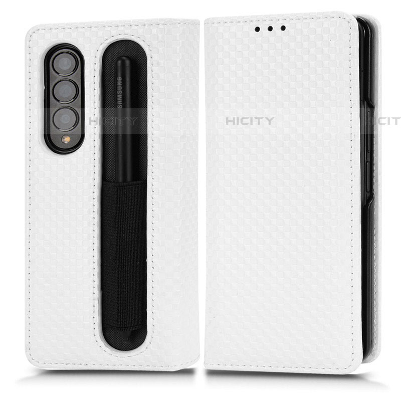 Funda de Cuero Cartera con Soporte Carcasa C03X para Samsung Galaxy Z Fold4 5G Blanco