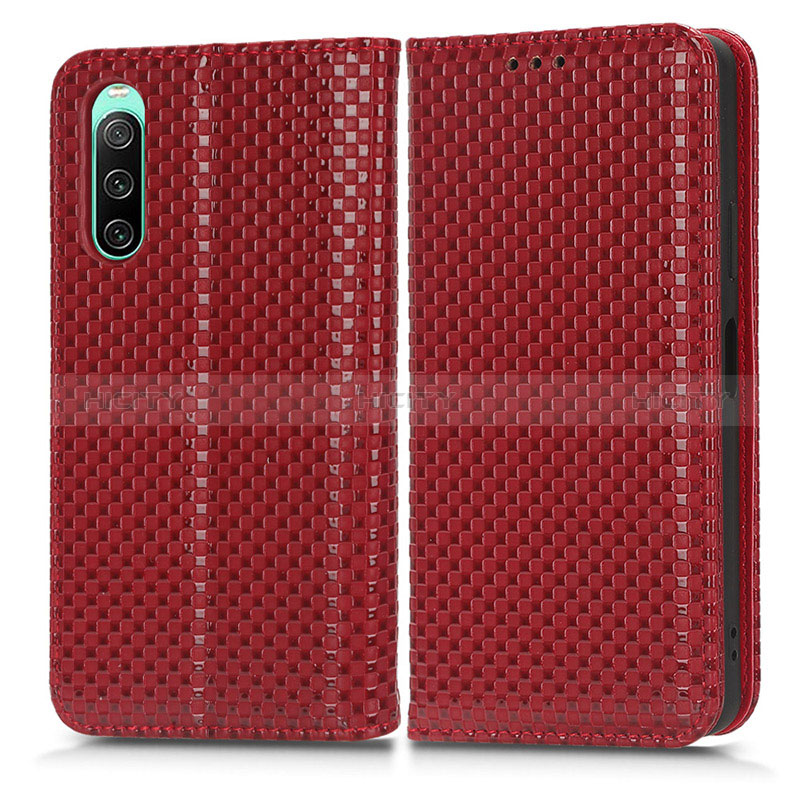 Funda de Cuero Cartera con Soporte Carcasa C03X para Sony Xperia 10 IV SO-52C Rojo