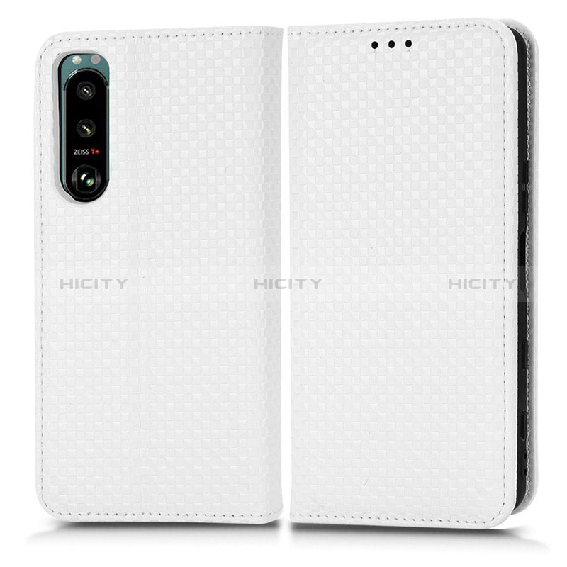 Funda de Cuero Cartera con Soporte Carcasa C03X para Sony Xperia 5 III Blanco