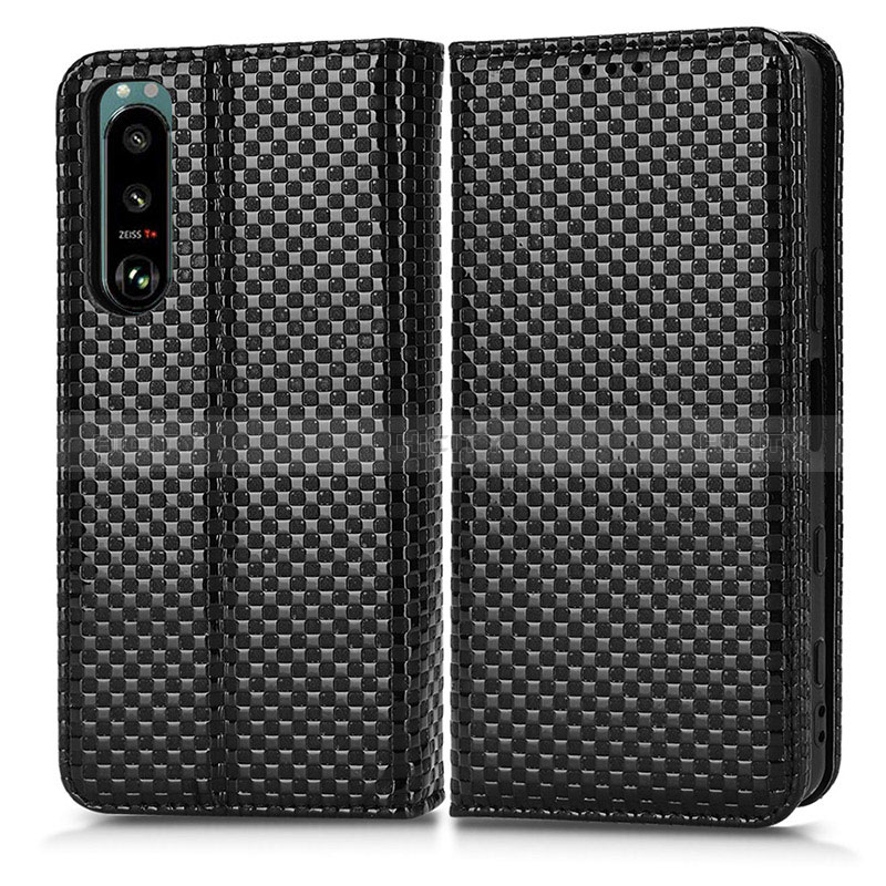 Funda de Cuero Cartera con Soporte Carcasa C03X para Sony Xperia 5 III SO-53B Negro