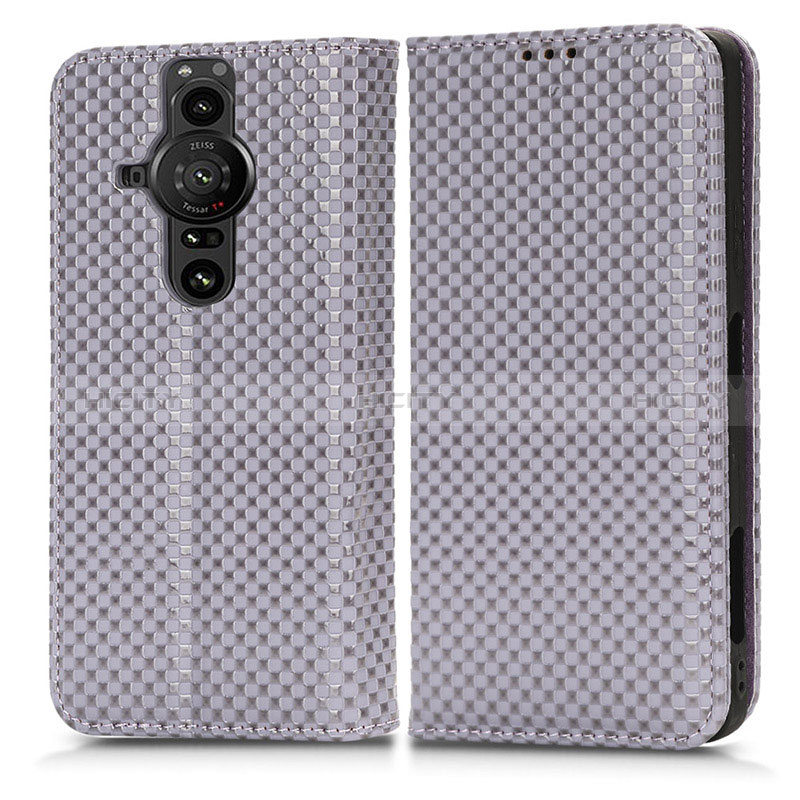 Funda de Cuero Cartera con Soporte Carcasa C03X para Sony Xperia PRO-I Morado