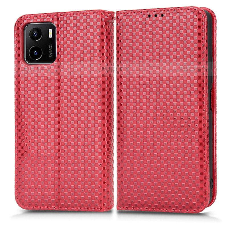 Funda de Cuero Cartera con Soporte Carcasa C03X para Vivo iQOO U5x Rojo