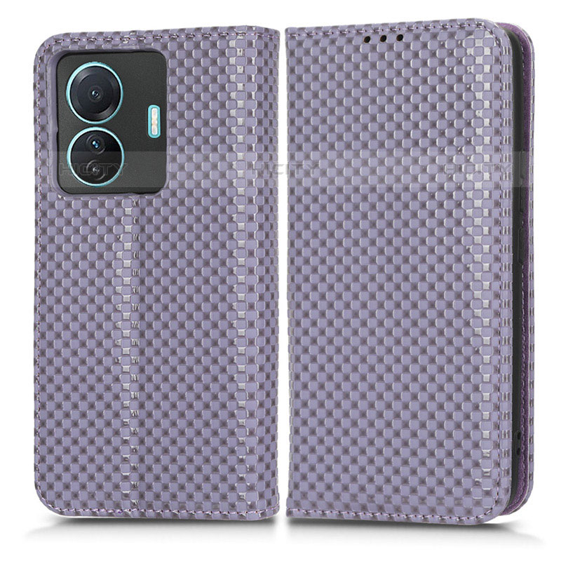 Funda de Cuero Cartera con Soporte Carcasa C03X para Vivo iQOO Z6 Pro 5G Morado