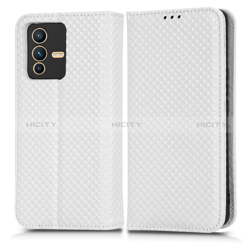 Funda de Cuero Cartera con Soporte Carcasa C03X para Vivo V23 5G Blanco