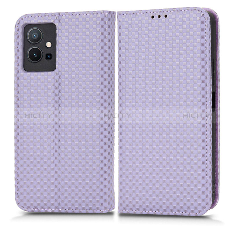 Funda de Cuero Cartera con Soporte Carcasa C03X para Vivo Y30 5G Morado