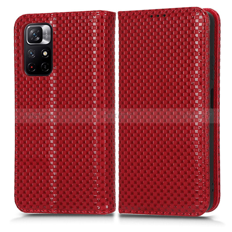 Funda de Cuero Cartera con Soporte Carcasa C03X para Xiaomi Poco M4 Pro 5G Rojo