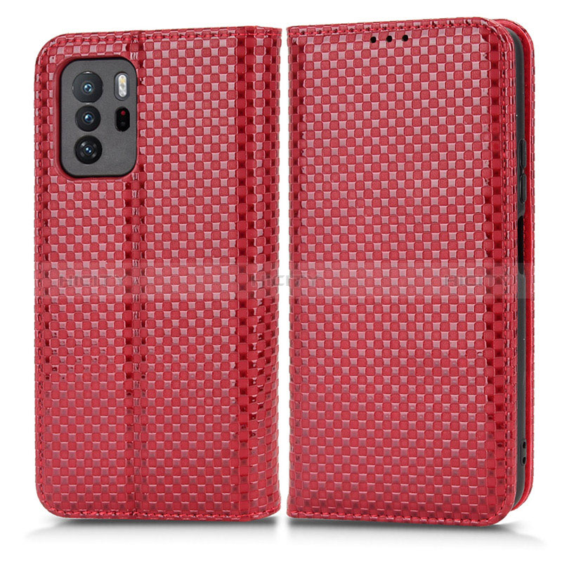 Funda de Cuero Cartera con Soporte Carcasa C03X para Xiaomi Poco X3 GT 5G Rojo