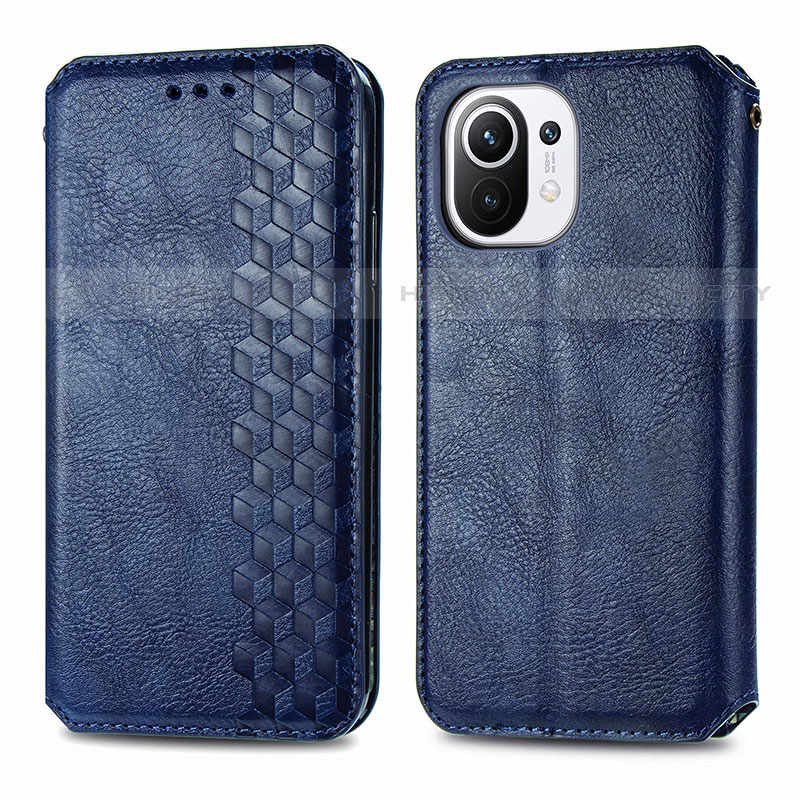 Funda de Cuero Cartera con Soporte Carcasa C04 para Xiaomi Mi 11 5G Azul