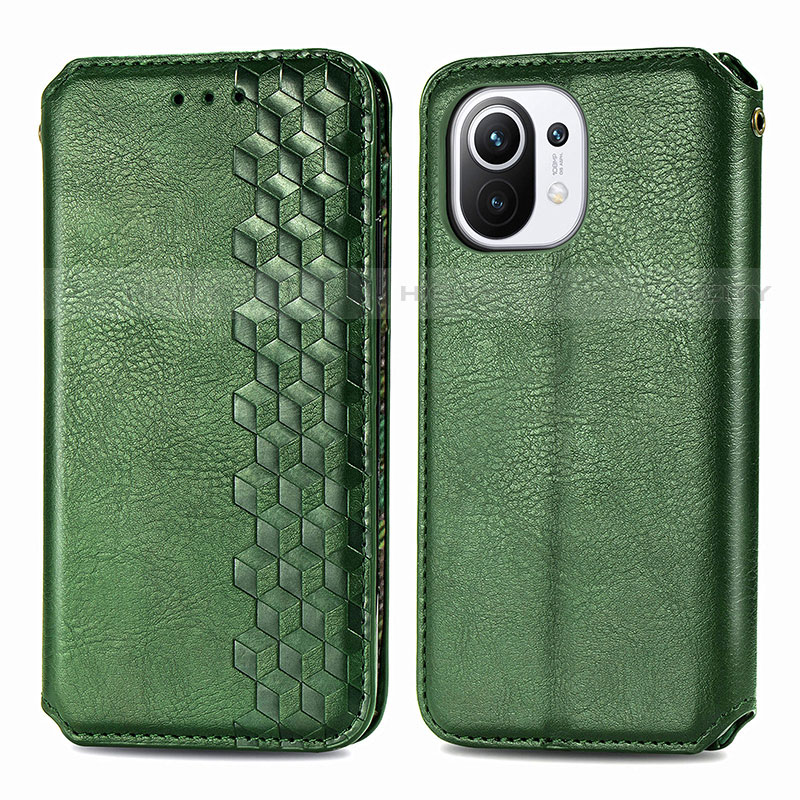 Funda de Cuero Cartera con Soporte Carcasa C04 para Xiaomi Mi 11 Lite 4G Verde