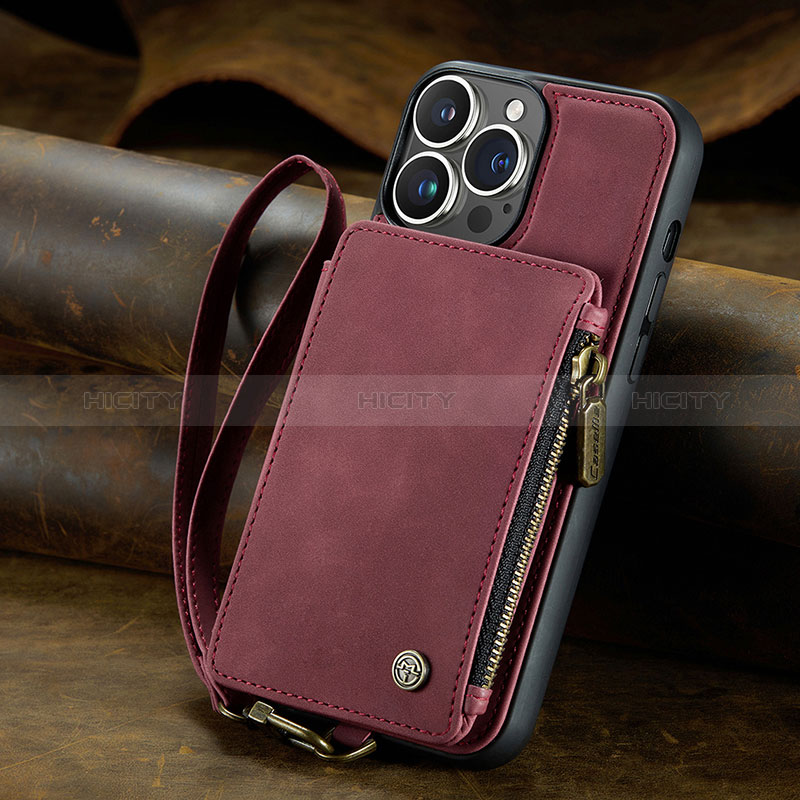 Funda de Cuero Cartera con Soporte Carcasa C05S para Apple iPhone 15 Pro