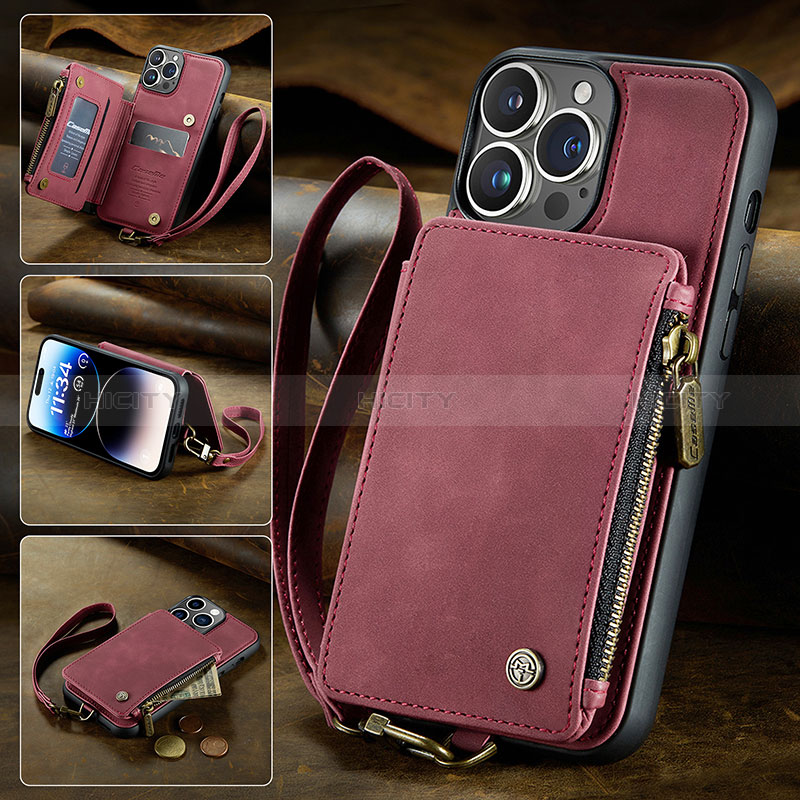 Funda de Cuero Cartera con Soporte Carcasa C05S para Apple iPhone 15 Pro Max