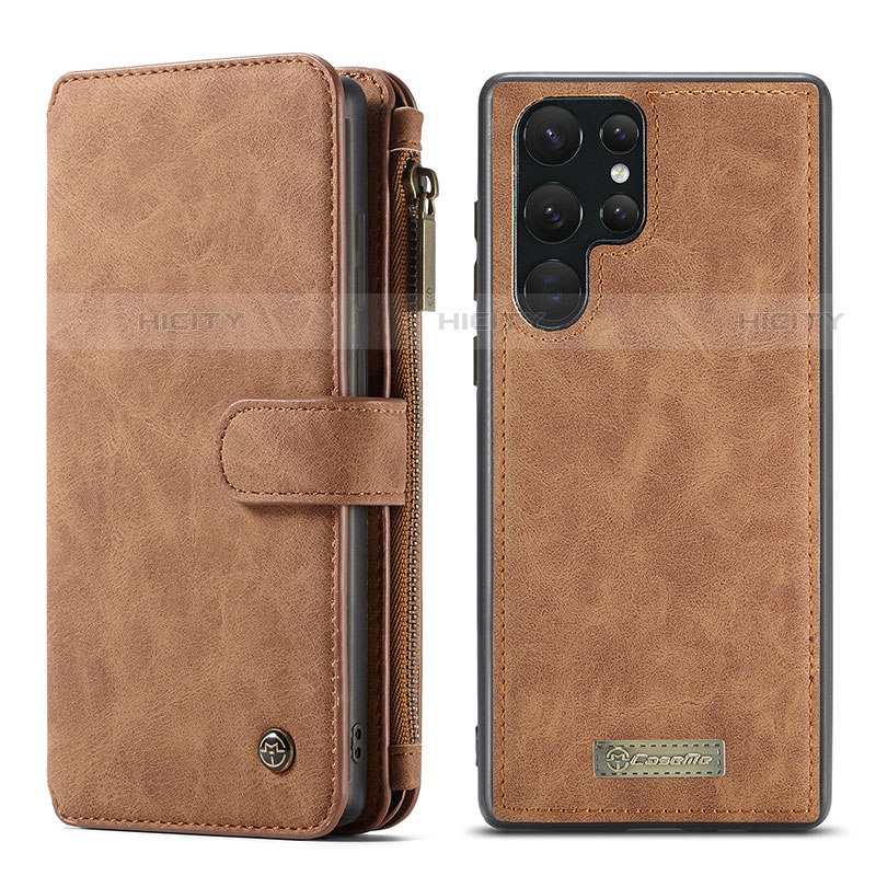 Funda de Cuero Cartera con Soporte Carcasa C05S para Samsung Galaxy S22 Ultra 5G Marron