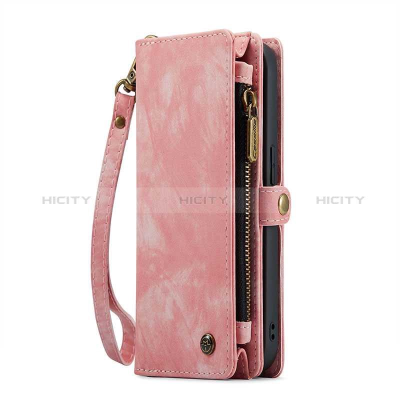 Funda de Cuero Cartera con Soporte Carcasa C06S para Apple iPhone 15 Pro Rosa