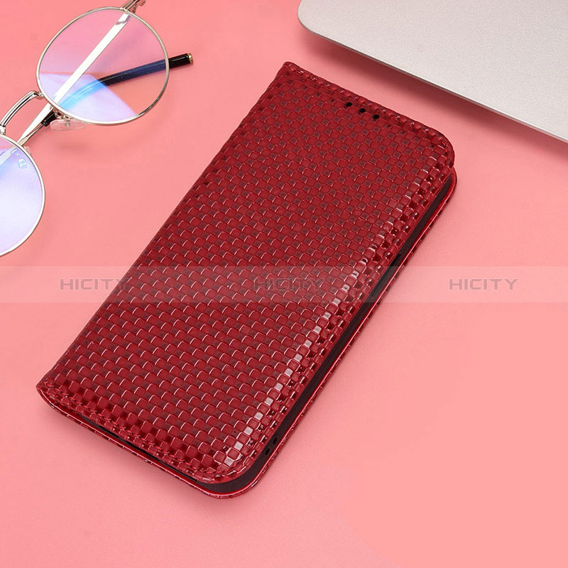 Funda de Cuero Cartera con Soporte Carcasa C06X para Huawei Honor X7 Rojo