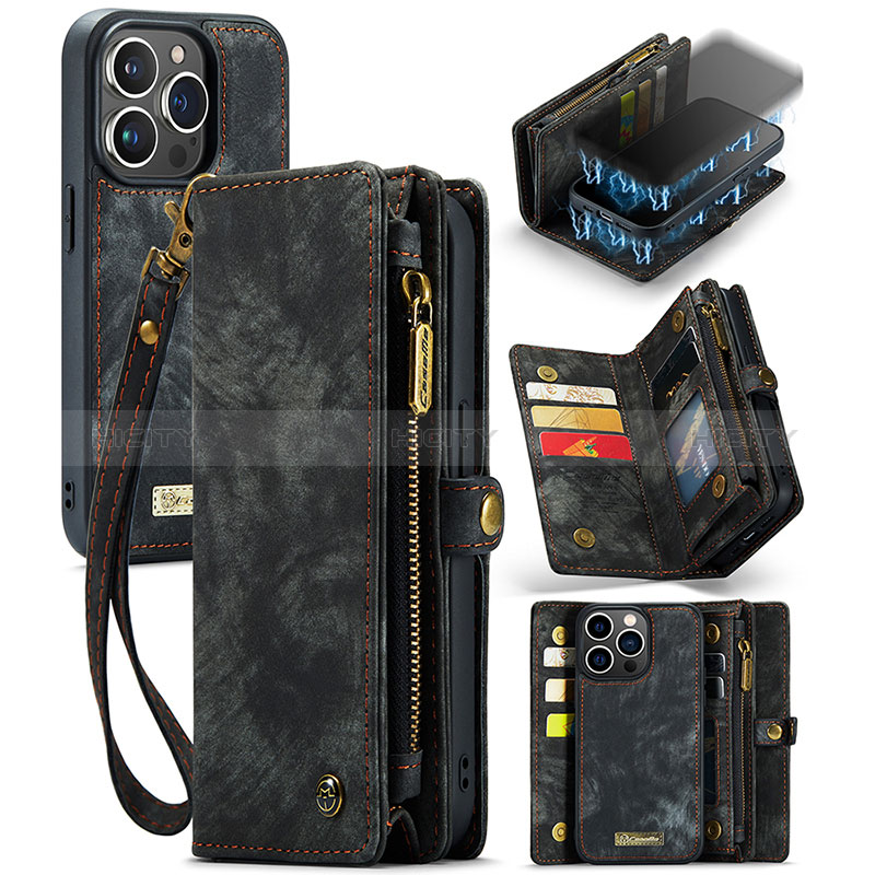 Funda de Cuero Cartera con Soporte Carcasa C07S para Apple iPhone 15 Pro Max