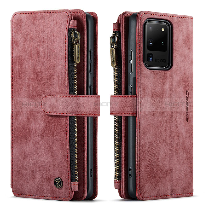 Funda de Cuero Cartera con Soporte Carcasa C07S para Samsung Galaxy S20 Ultra 5G Rojo