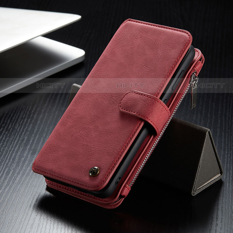 Funda de Cuero Cartera con Soporte Carcasa C12S para Samsung Galaxy S21 5G Rojo