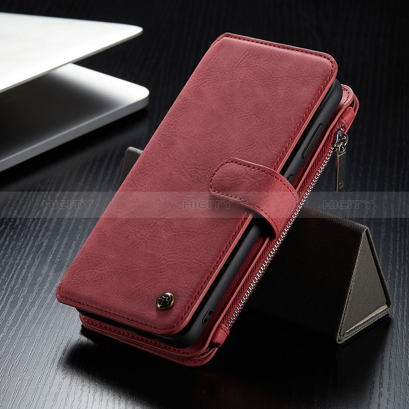 Funda de Cuero Cartera con Soporte Carcasa C12S para Samsung Galaxy S24 5G Rojo