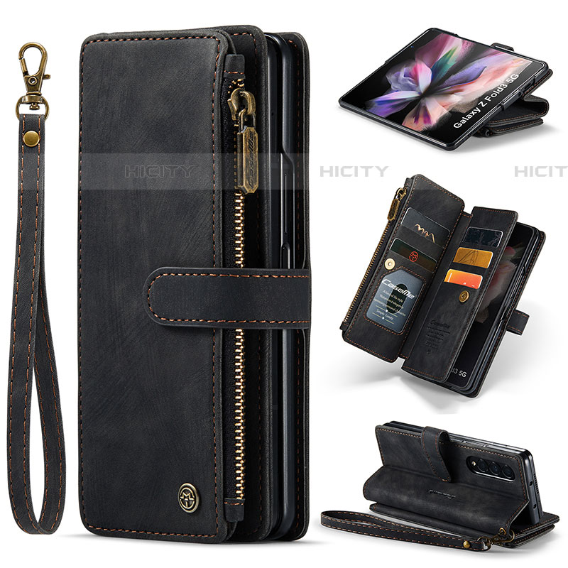 Funda de Cuero Cartera con Soporte Carcasa CS1 para Samsung Galaxy Z Fold4 5G Negro