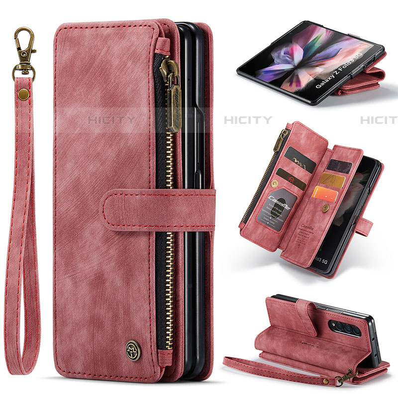 Funda de Cuero Cartera con Soporte Carcasa CS1 para Samsung Galaxy Z Fold4 5G Rojo