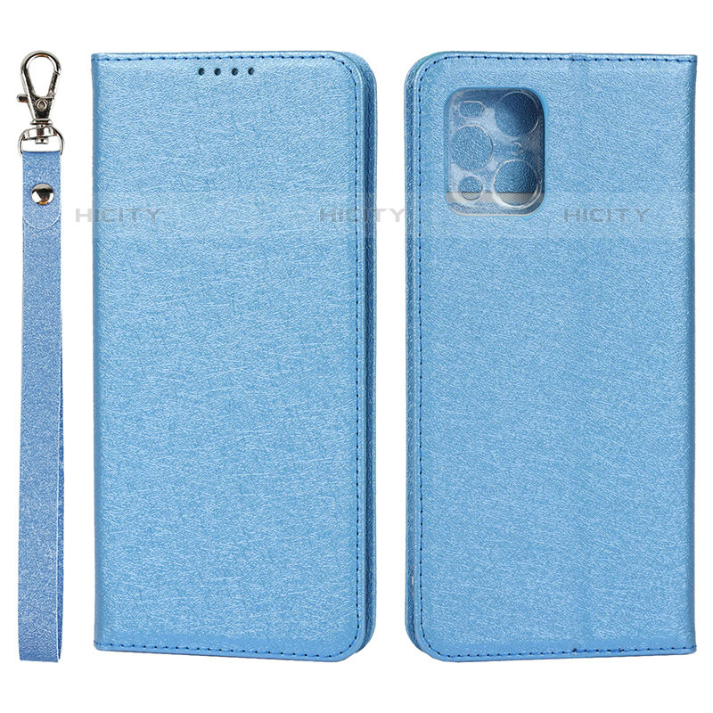 Funda de Cuero Cartera con Soporte Carcasa D01T para Oppo Find X3 Pro 5G Azul