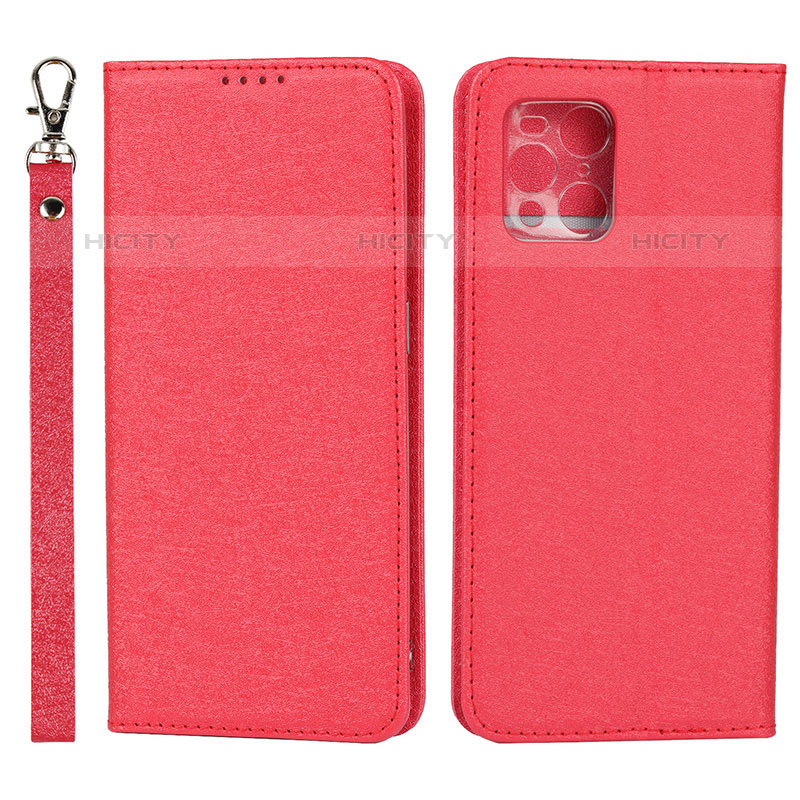 Funda de Cuero Cartera con Soporte Carcasa D01T para Oppo Find X3 Pro 5G Rojo