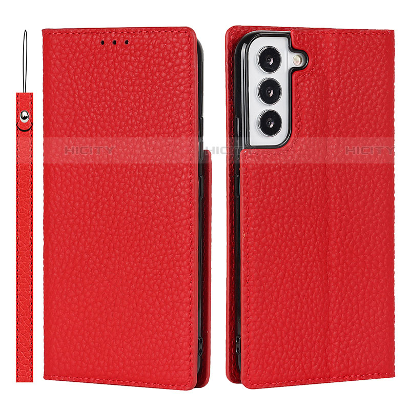 Funda de Cuero Cartera con Soporte Carcasa D01T para Samsung Galaxy S21 FE 5G Rojo