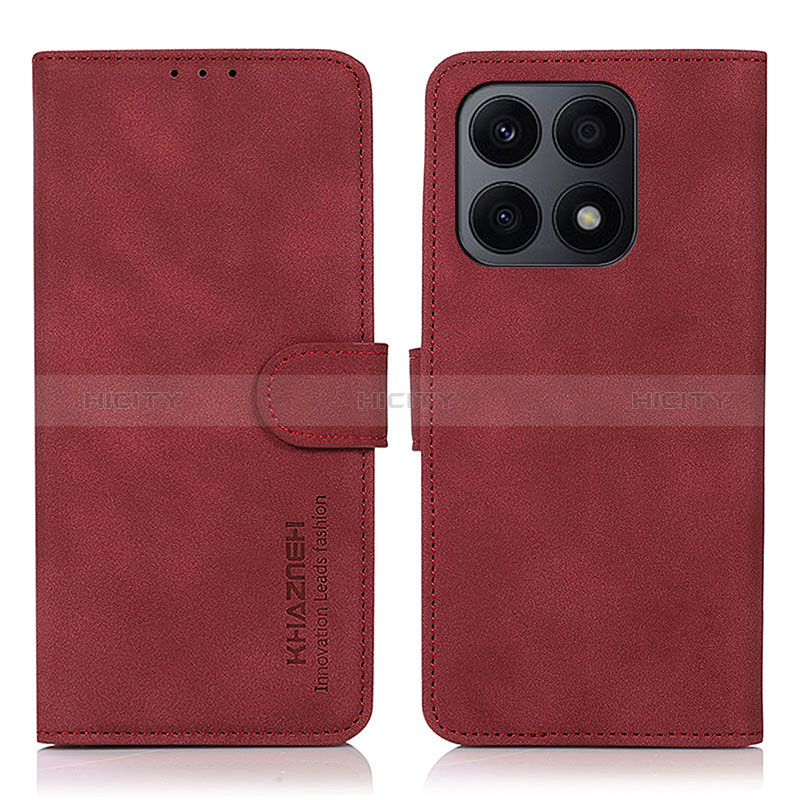 Funda de Cuero Cartera con Soporte Carcasa D01Y para Huawei Honor X8a 4G Rojo