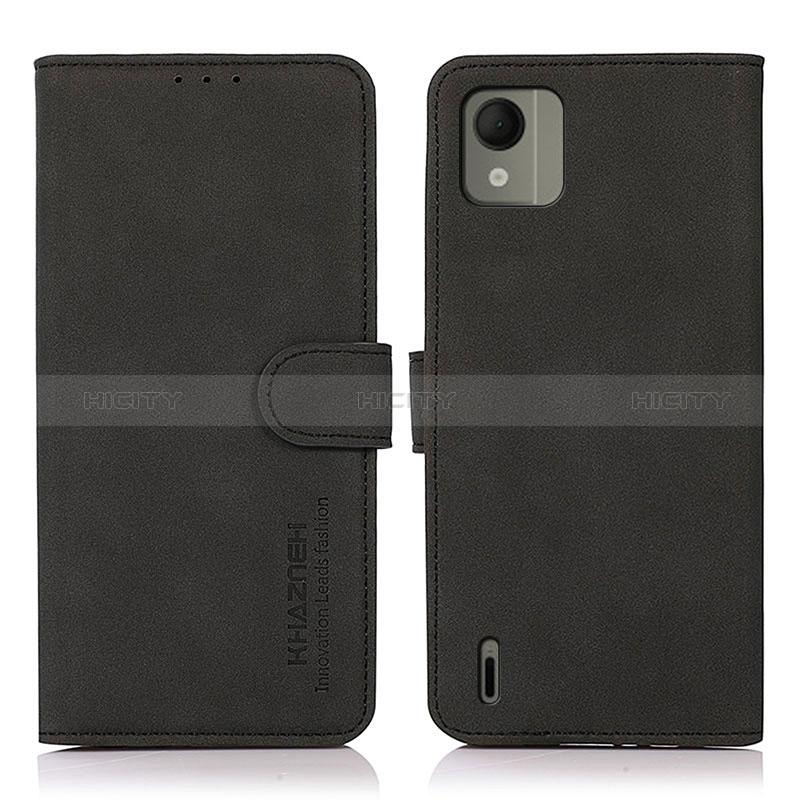 Funda de Cuero Cartera con Soporte Carcasa D01Y para Nokia C110 Negro